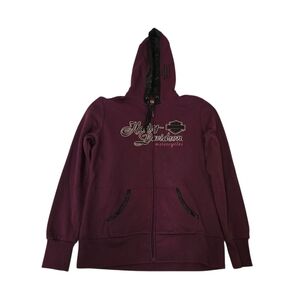 Harley-Davidson Womens Purple Hoodie Full Zip-up Sweatshirt Size: Large